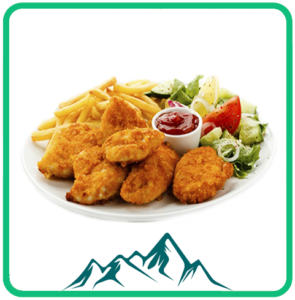 Chicken Nuggets mit Salat und Pommes bestellen